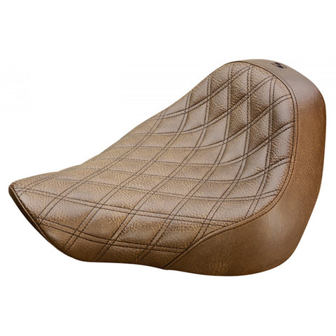 Saddlemen Renegade Solo Seat for 2018-22 Harley Softail Fat Boy - Brown/Lattice Stitched - 818-27-002BLS