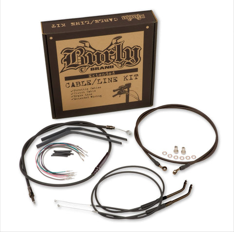 Burly Brand Extended Cable Kit for 18in Handlebars for Harley Softails - Black - B30-1017