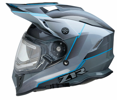 Z1R Range Bladestorm Snow Electric Helmet - Gray/Black/Blue - Medium