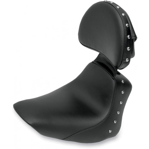 Saddlemen Renegade Heels Down Solo Seat with Driver Backrest for 2006-17 Harley Softail Deluxe - Black/Studded - 806-15-0031