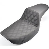 Saddlemen Step-Up 2-Up Seat for 1984-00 Harley FXR models - Black/Lattice Stitched - 882-09-172