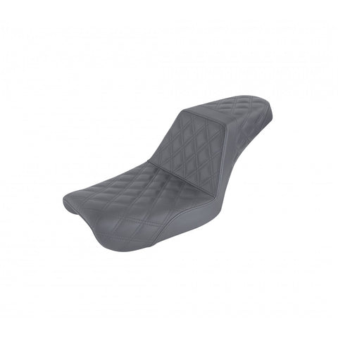 Saddlemen Step-Up 2-Up Seat for 2004-05 Harley Dyna Super Glide / Low Rider models - Black/Lattice Stitched - 804-04-175
