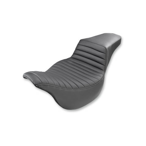 Saddlemen Step-Up 2-Up Seat for 2008-22 Harley FL Touring models - Black/Tuck and Roll - 808-07B-171