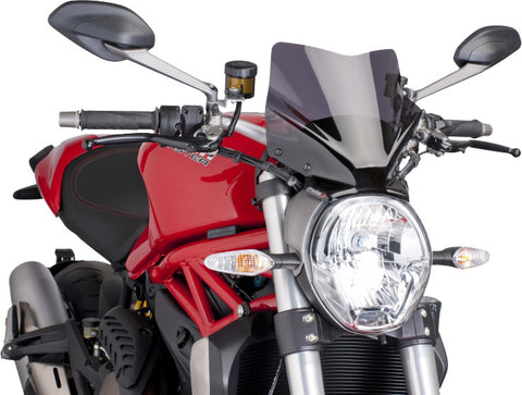 Puig Naked Gen Sport Windscreen for 2014-16 Ducati Monster 1200 - Dark Smoke