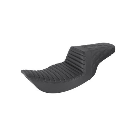 Saddlemen Step-Up 2-Up Seat for 1997-07 Harley Road King models - Black/Tuck and Roll with Rear Lattice Stich - 897-06-176
