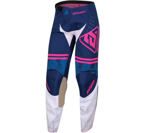 Answer Racing A23 Arkon Trials Pants for Women - Blue/White/Magenta - Size 8