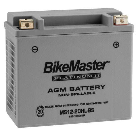 BikeMaster AGM Platinum II Battery - 12 Volt - MS12-20HL-BS