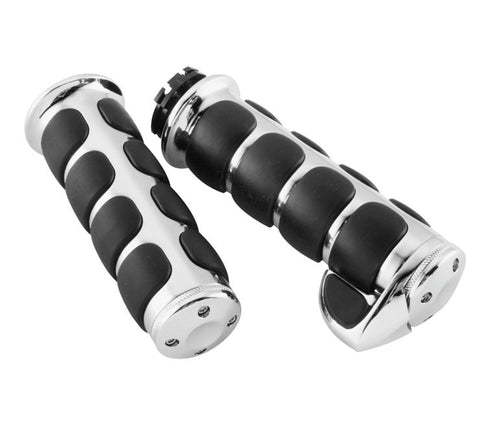 Kuryakyn Premium ISO Grips for 1982-13 Harley Models - Chrome/Black - 6212