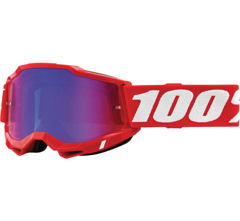 100% Accuri 2 Goggles - Red with Red/Blue Mirror Lens