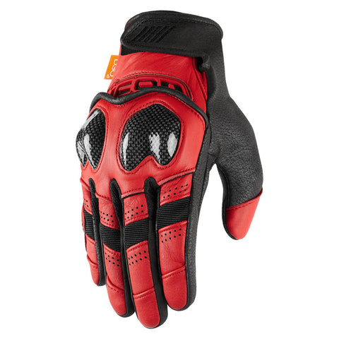 ICON Contra2 Riding Gloves for Men - Red - Medium