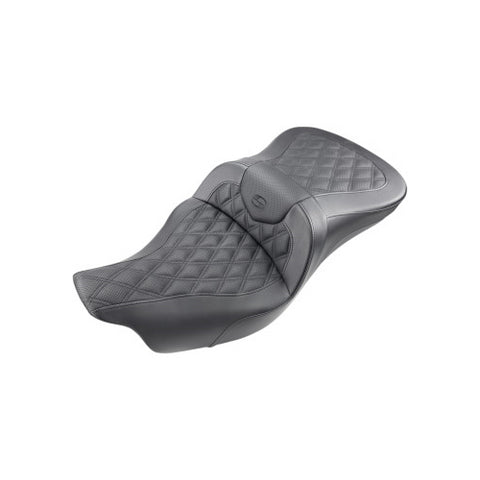 Saddlemen Roadsofa 2-Up Seat for 2009-22 Harley Tri Glide Ultra Classic - Black/Lattice Stitched - 808-07B-182T