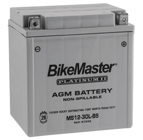 BikeMaster AGM Platinum II Battery - 12 Volt - MS12-30L-BS