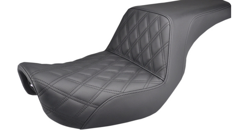 Saddlemen Step-Up 2-Up Seat for 2006-17 Harley Dyna models - Black/Lattice Stitched - 806-04-172