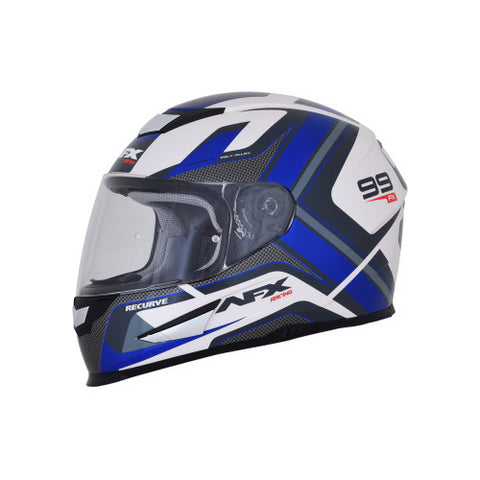 AFX FX-99 Recurve Helmet - Pearl White/Blue - Medium