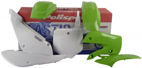 Polisport MX Complete Replica Plastics Kit for 2000-22 Kawasaki KX65 - OE Green/White - 90162