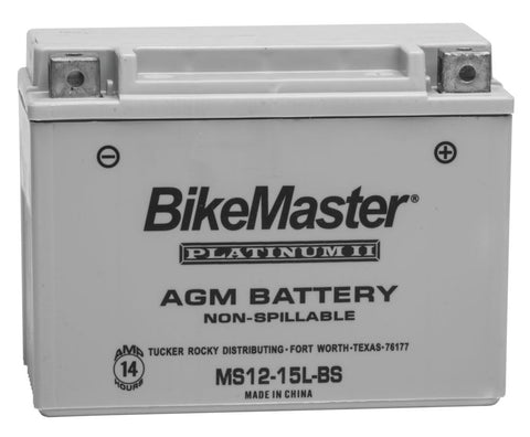 BikeMaster AGM Platinum II Battery - 12 Volt - MS12-15L-BS