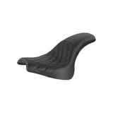 Saddlemen Profiler 2-Up Low Profile Seat for 2018-22 Harley Softail Fat Bob - Black/Driver Lattice Stitched - 818-28-149