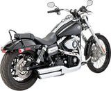 Vance & Hines Round Twin Slash Slip-On Mufflers for Harley Dyna - Chrome - 16845