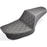 Saddlemen Step-Up 2-Up Seat for 2004-05 Harley Dyna Super Glide / Low Rider models - Black/Lattice Stitched - 804-04-172