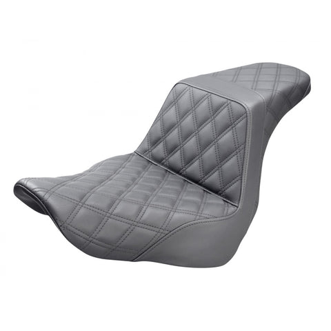 Saddlemen Step-Up 2-Up Seat for 2018-22 Harley Softail Low Rider/Sport Glide - Black/Lattice Stitched - 818-29-175