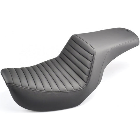 Saddlemen Step-Up 2-Up Seat for 2004-05 Harley Dyna Super Glide / Low Rider models - Black/Tuck and Roll - 804-04-171
