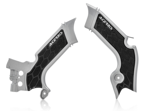 Acerbis X-Grip Frame Guards for Kawasaki KX models - Silver/Black - 2742601015