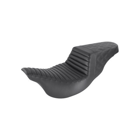Saddlemen Step-Up 2-Up Seat for 2008-22 Harley FL Touring models - Black/Lattice Stitched - 808-07B-176