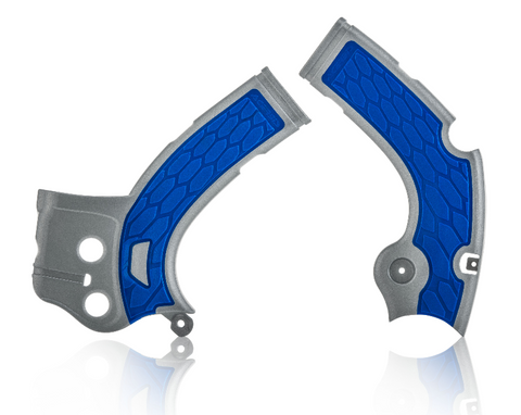Acerbis X-Grip Frame Guards for Yamaha WR/YZ models - Silver/Blue - 2640271404