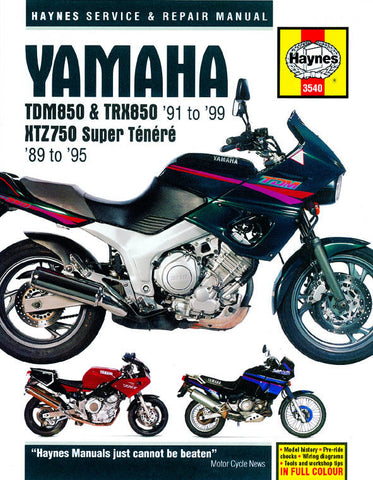 Haynes Service Manual for Yamaha TDM850 / TRX850 / XTZ750 - M3540