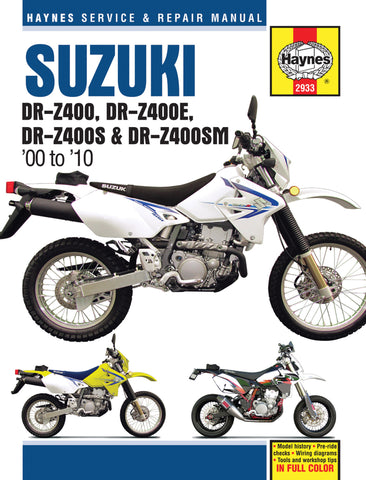 Haynes Service Manual for Suzuki DR-Z400/E/S/SM - M2933
