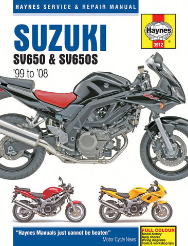 Haynes Service Manual for 1999-08 Suzuki SV650 / SV650S / SV650SA / SV650A - M3912