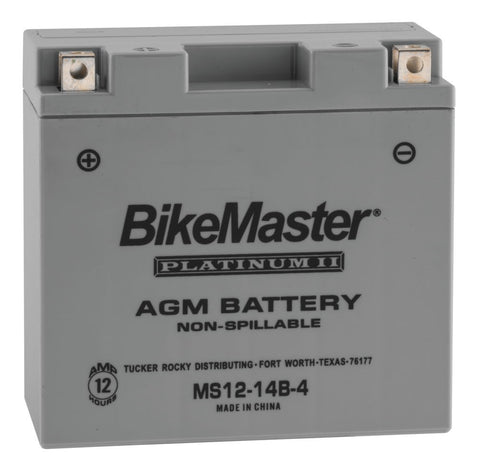 BikeMaster AGM Platinum II Battery - 12 Volt - MS12-14B-4