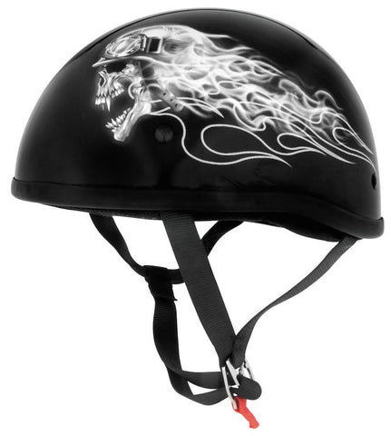 Skid Lid Original Lethal Threat Biker Skull Helmet - Black/White - Large