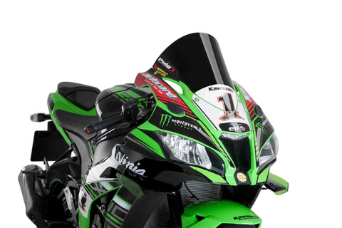 Puig R-Racer Windscreen for 2016-20 Kawasaki ZX1000 Ninja ZX-10R - Black - 9849N