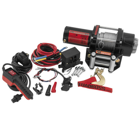 QuadBoss Winch with Aircraft Wire Cable - 2500 Pound Pull Capacity