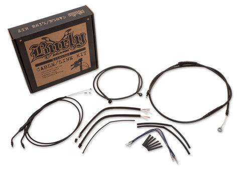 Burly Brand Extended Cable/Brake Line Kit for Harley - 12in/Black - B30-1006