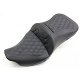 Saddlemen Roadsofa Heated 2-Up Seat for 2008-22 Harley FL Touring models - Black/Lattice Stitched - 808-07B-182HCT