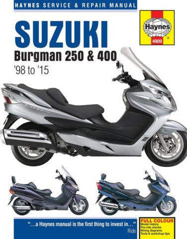 Haynes Service Manual for 1998-15 Suzuki Burgman 250 and 400 Scooters - M4909