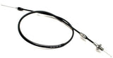 Black motorcycle throttle cable with a brand logo on a white background