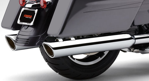 Cobra 909-Twins Slip-on Mufflers for Harley Touring Models - 4 inch - Chrome - 6106