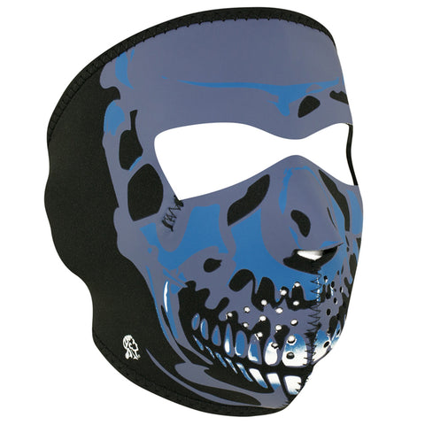 ZAN HeadGear Neoprene Full Face Mask - Blue Chrome Skull - WNFM024