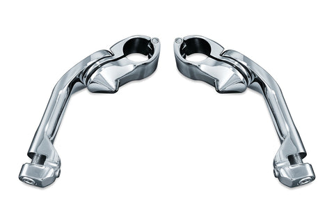 Kuryakyn 4526 - Long Arm Tour-Tech Cruise Mounts for 1-1/4” Engine Guards or Tubing - Chrome