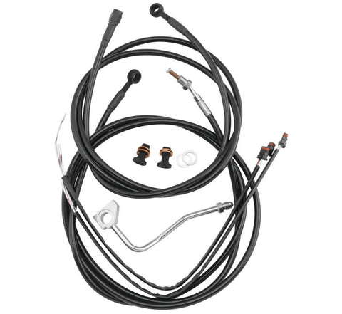 Burly Brand Handlebar Cable Kit for Harley FLHX/FLHT w/ABS - Black - 15in - B30-1116