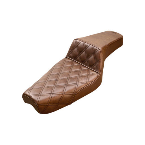 Saddlemen Step-Up 2-Up Seat for 1979-03 Harley Sportster models - Brown/Lattice Stitched - 879-03-172BR