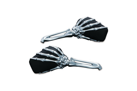 Kuryakyn 1759 - Skeleton Hand Mirrors with Chrome Stems and Black Heads