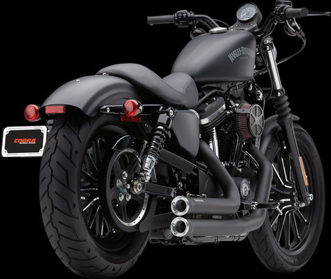Cobra Short RPT Speedster Exhaust for 2014-22 Harley Sportster models - Black - 6785B