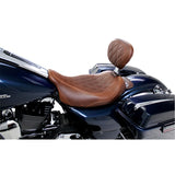 Mustang Wide Tripper Solo Seat with Backrest for 2008-20 Harley Touring models - Diamond/Distressed Brown - 79811