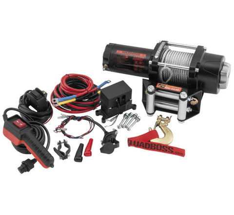 QuadBoss Winch with Aircraft Wire Cable - 3500 Pound Pull Capacity