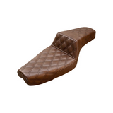 Saddlemen Step-Up 2-Up Seat for 1979-03 Harley Sportster models - Brown/Lattice Stitched - 879-03-175BR
