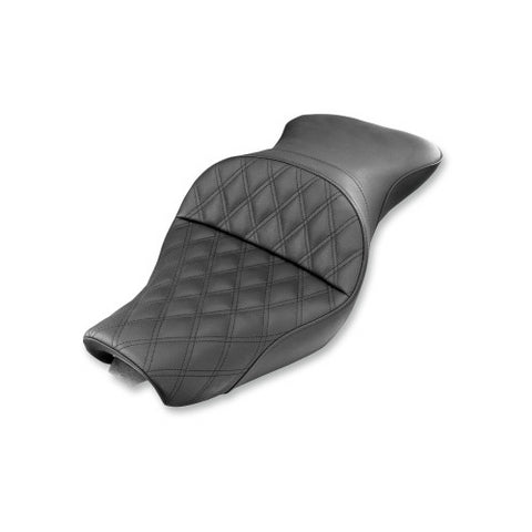 Saddlemen Explorer 2-Up Seat for 2004-20 Harley Sportster models - Black/Lattice Stitched - 807-03-029LS